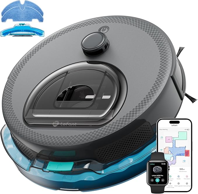 Lefant Robot Vacuum and Mop Upgraded LiDAR Navigation 450ml Visible Dustbin Strong Suction Multi-Floor Mapping Self-Charge WiFi/Alexa/APP Multi-Surface Cleaning M330 Pro Grey