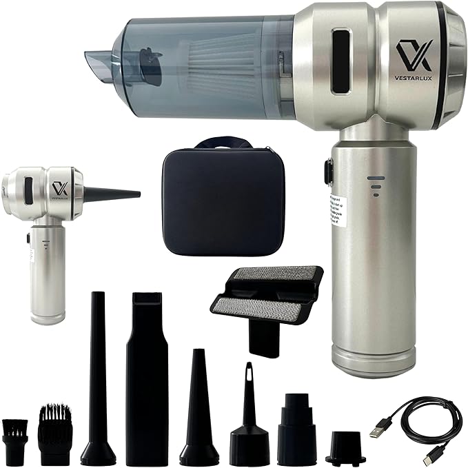 Cordless Handheld Car Vacuum Cleaner – Powerful 25000PA Suction 3-Speed Brushless Motor Mini Portable 4-in-1 Vacuum &amp Blower for Car Home Office Pet Hair