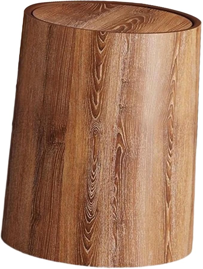 Trash Bin Wood Grain Trash Can Modern Paper Basket Waste Bin Garbage Container Waste Basket for Living Room Kitchen S