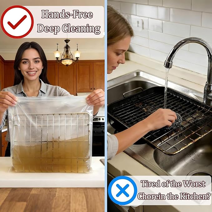 No Scrub Oven Rack Cleaning Bags | Washing Degreaser Bag for GrateHeavy Duty Oven Rack Cleanerfor Grilling Stove Microwave Kitchen Toaster Cooking Baking Roasting Camping Barbecue