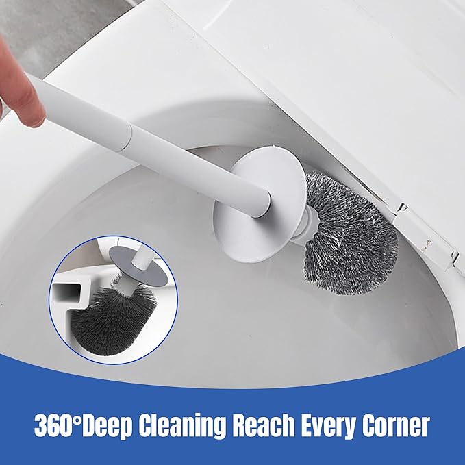 2 Pack Toilet Brush and Holder Set with Plunger Crevice Cleaning Brush for Deep Cleaning Space Saving Storage