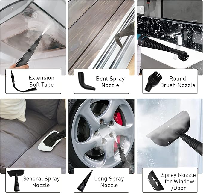 Handheld Steam Cleaner 1050W High Temperature Pressurized Steam Cleaning Tool with 9PCS Accessory Portable Multifunction Steamer for Kitchen Sofa Bathroom Car Window