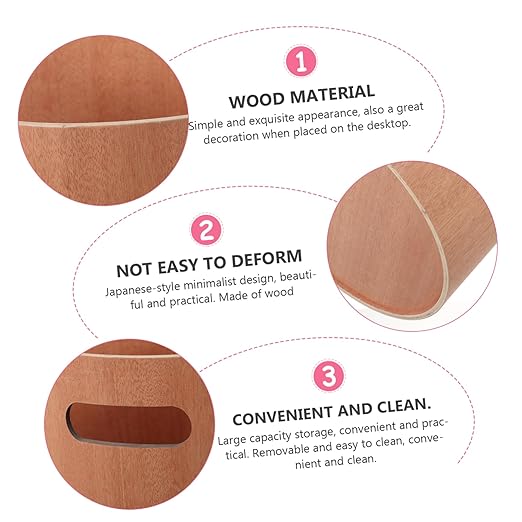 PRETYZOOM Wooden Trash Can Portable Garbage Bin for Home Office Japanese Minimalist Design Stylish Desk Wastebasket Removable Easy to Room Bedroom and More