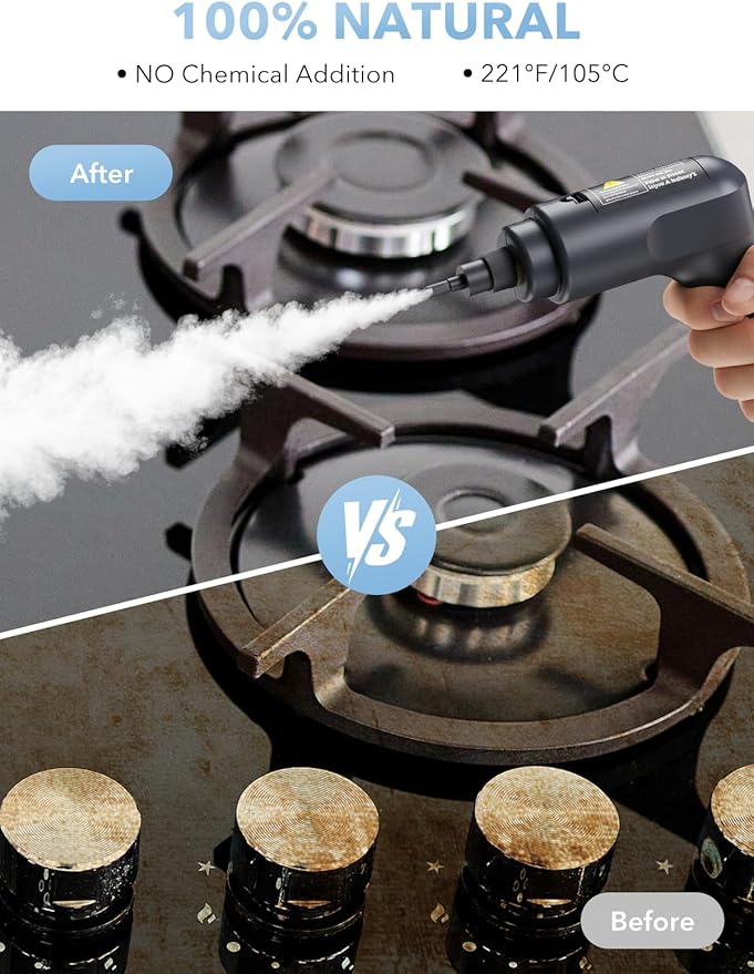 Steam Cleaner 3-Level Adjustable Steamer for Cleaning 15s Heat-Up 1.69 Quarts Tank High Pressure Steamer with 17 pcs Accessories for Kitchen Bathroom Grout Car Grease Floor