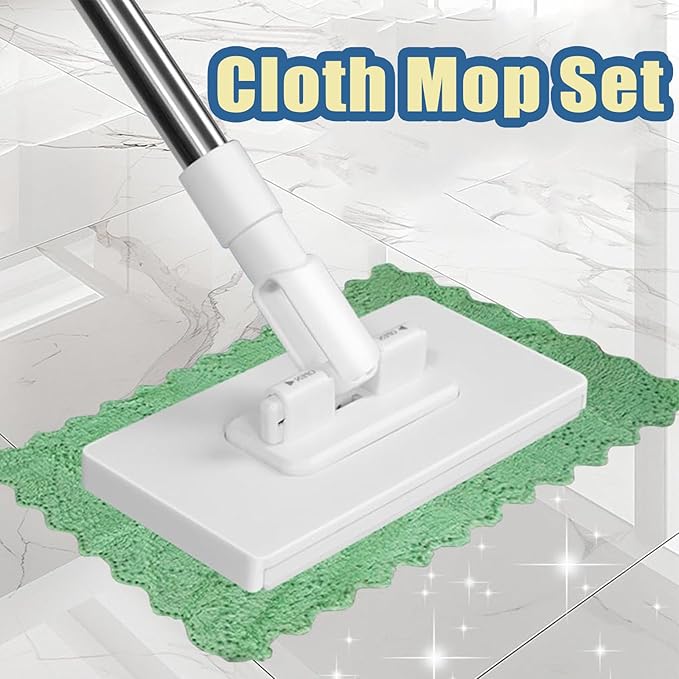 Snap Grip Mini Mop Convenient Cloth Changing Retractable Gap Dust Cleaner Flat Mops with Locking Head &amp Sweeping Cloths No Wash 40inch Handle for Multi-Surface (Mini Mop-10 Cloths)