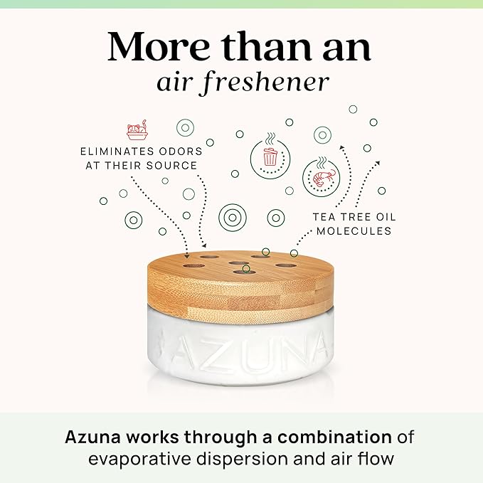 Azuna Air Freshener &amp Odor Eliminator for Strong Odor | 4 Room Kit Includes (4) 8 oz. Empty Luxe Glass Jars &amp 24oz Gel | Refill with Tea Tree Essential Oil | Natural Scent | Last 60-90 Days