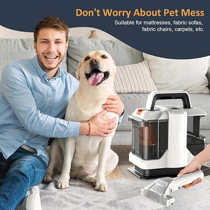 Portable Carpet Cleaner Machine 450W Wet and Dry Vacuum Sofa Upholstery Cleaner Machine with Large Capacity 1880ml Water Tank