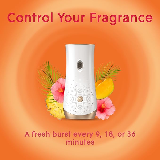Glade Automatic Spray Refill and Holder Kit Air Freshener for Home and Bathroom Hawaiian Breeze 6.2 Oz 2 Count