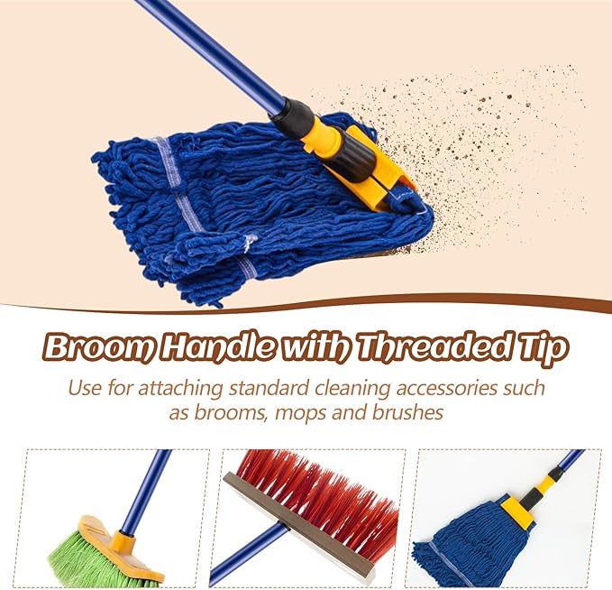 Gisafai 20 Pcs Broom Handle with Threaded Tip Powder Coated Broom Handle Metal Cleaning Pole with Plastic Thread Stick for Floor Brushes Replacement Cleaning Tools Accessories(20 Pcs)