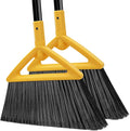 Heavy Duty Broom Outdoor and Indoor 2 Pack Upgraded Commercial Angle Brooms Perfect Yellow Broom of House Kitchen Garage Courtyard
