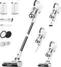 Cordless Vacuum Cleaner 2 Batteries 140 Mins Runtime 600W 50Kpa Stick Vacuum Cordless Self-Standing Vacuum Cleaners for Home with 2.5H Fast Charging for Floor/Carpet/Pet Hair White