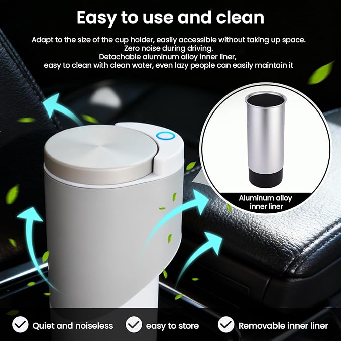 2 in 1 Car Air Freshener with Built-in Trash Can Compact Car Fragrance Diffuser &amp Small Garbage Bin Space-Saving Car Accessories for Clean and Fresh Car Interior (White)