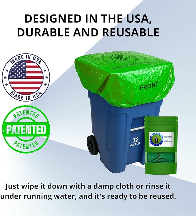 Trash Can Smell Eliminator Cover Odor Eliminating Bag Lemon Scented Durable Chemical Free 32 Gallon 3 Pack