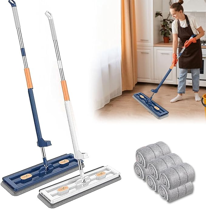 Large Flat Mop Set 360° Rotation Floor Tool with 2/4/6 Microfibre Mop
