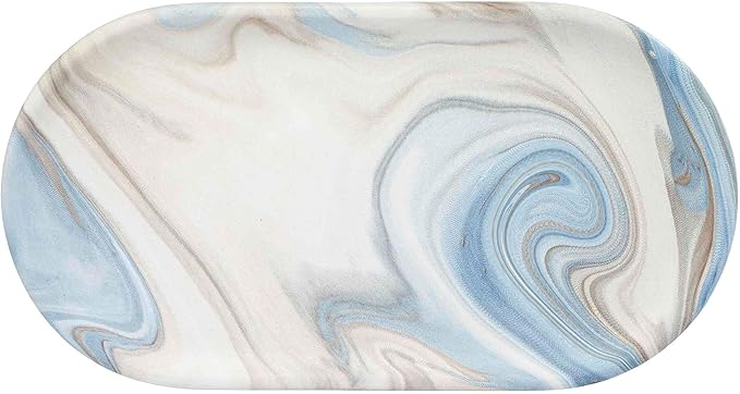 Avanti Linens - Vanity Tray Resin Countertop Accessories Guest Bathroom Essentials (Waves Collection Blue)