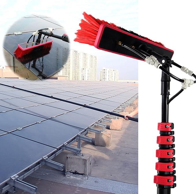 Window Cleaning Pole Window Cleaner Kit Water/Hose Fed Pole Window Cleaning Brush Equipment Telescopic Window Washing Equipment35FT/10.8M