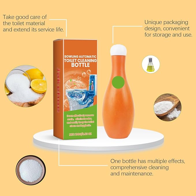 Bowling Blue Bubble Toilet Cistern Cleaner Bleach Toilet Cleaner Limescale Remover for Deodorizing &amp Descaling Toilets Smell Refresher Automatic Long-Lasting Toilets Bowl Cleaners in Bottle (4