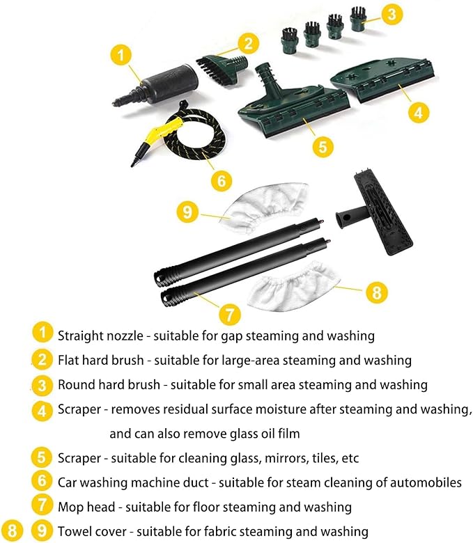 3.5L High - Temp Steam Engine Cleaner: 3000W High - Pressure Multi - Use Steam Washer for Home Car Washing &amp AC Cleaning w/Continuous Steam 6 Accessories &amp 40 - sec Heat - Up.
