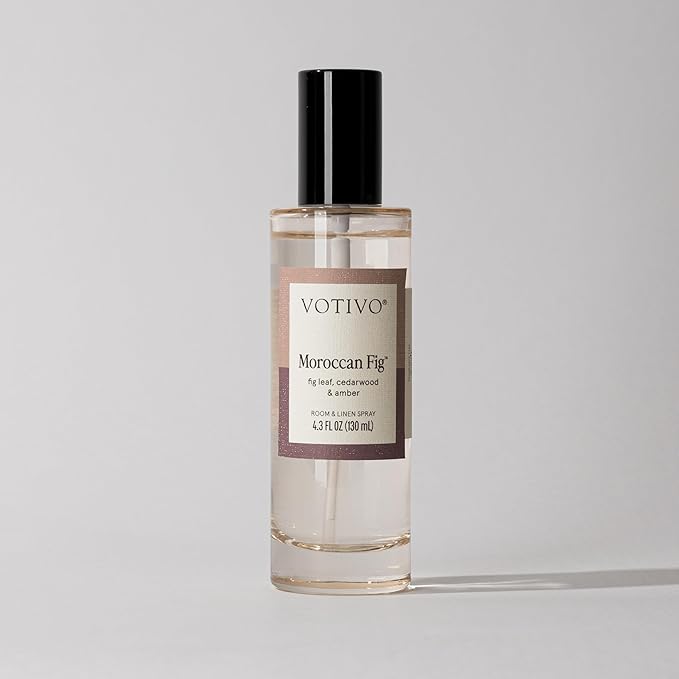 Votivo Moroccan Fig 4.3 oz Room &amp Linen Spray | Scented Air Freshener for Linens &amp Living Areas | Premium Long Lasting Fragrance