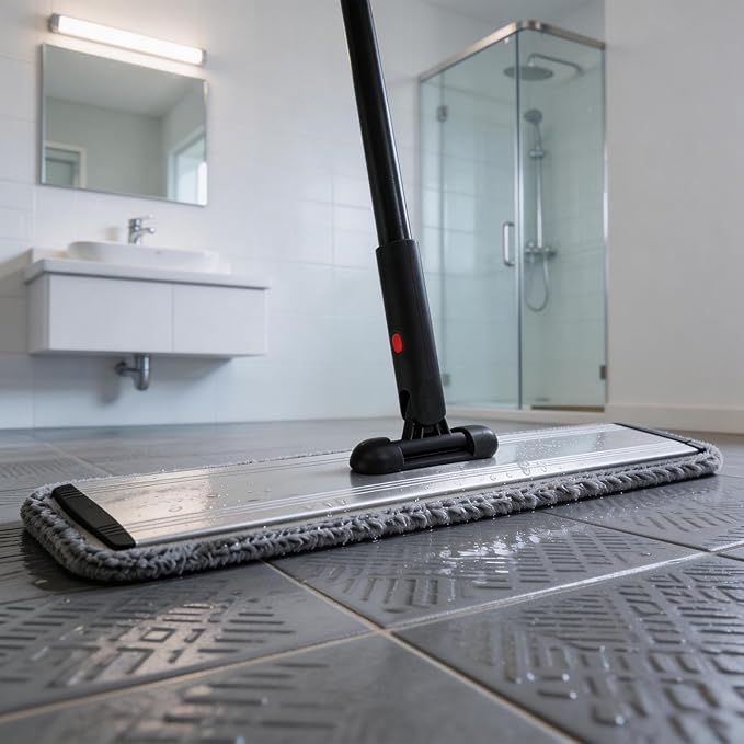 24inch Flat Mop for Cleaning Floors Heavy Duty Microfiber Wet Mop Deep Cleaning for Hardwood Tile &amp Laminate Includes 4 Reusable Washable Pads and Adjustable Long Handle