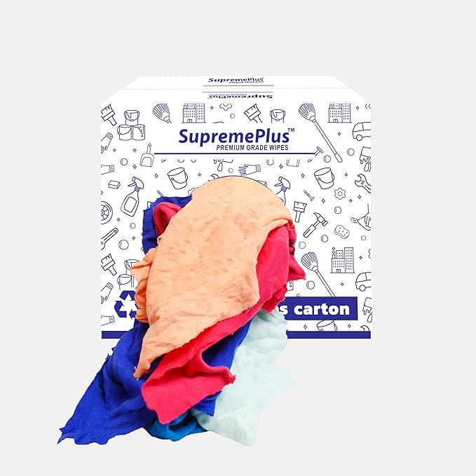Recycled Color Knit Cleaning Rags (5 lbs. Box) – Shop Cloths Bulk for Workshops Mechanics Painters and Home Use Multipurpose Cotton T-Shirt Rags