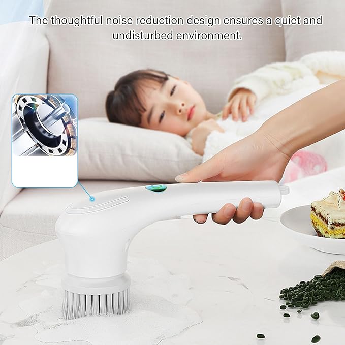 Electric Spin Scrubber Bathroom Cleaner with 5 Brush Heads Efficient Cordless Shower Spin Brush for Bathroom Sink Gas Cooking Top Shower