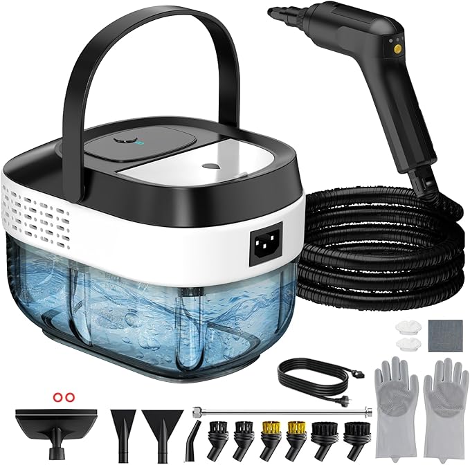 Steam Cleaner 1.6L Adjustable Pressurized Steamer for cleaning 15s Heat-Up 2500W Handheld Steamer Cleaning for Home|Car|Tile|Floor Multi-Surface Cleaning Machine with 22pcs Accessories