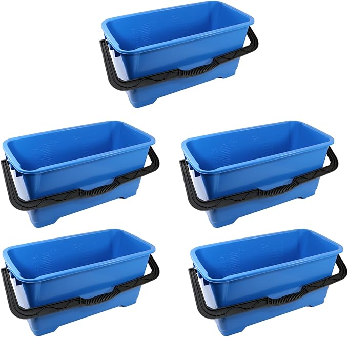 Unger Professional 6 Gallon Heavy Duty Bucket 5-Pack Large Portable Cleaning Tool with 2 Pour Spouts Comfort-Grip Handle Essential Container for Floor Window and Household Use
