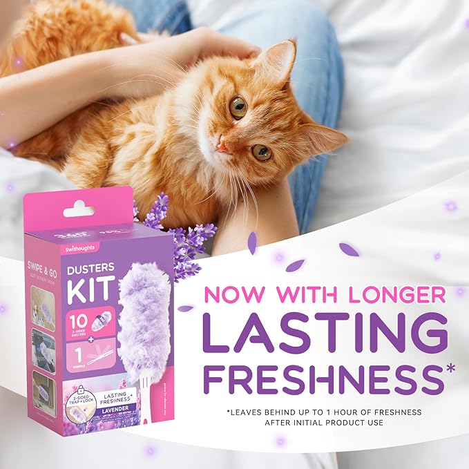 40 Count Duster Refills for Swiffer &amp Swifthoughts Multi-Surface Dusting Refills Disposable 360° Heavy Duty Cleaning Refills for Quick Household Cleaning
