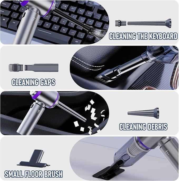 Car Vacuum Portable Cordless 20000PA High Power 4-in-1 Compressed Air Duster &amp Air Blower &amp Pump Hand Held Vacuum with Brushless Motor for Car Home OfficeCamping Ideal Gifts for Men &amp W