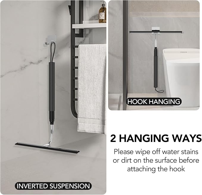 Shower Squeegee with Long Handle 15-51 Telescopic Squeegee for Window Cleaning Window Squeegee for Glass Doors Extendable Window Cleaner Tool for Tile Walls Sliding Door Floor Car Windshield