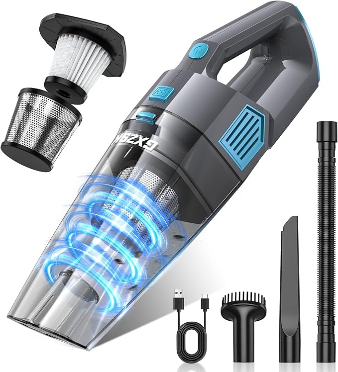 Handheld Vacuum Cordless 15000PA Strong Suction Hand Held Car Vacuum Cleaner Rechargeable Portable Hand Vacuum with Multi-Nozzles &amp Washable Filter for Home Office Car Pets