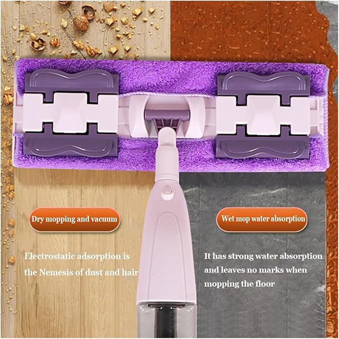 Upgrade Spray Cloth Clip Mop Hand Wash-Free Silent Design for Wood Floors &amp Ceramic Tiles Sleek Durable Head(Mop 3pcs Cloth)