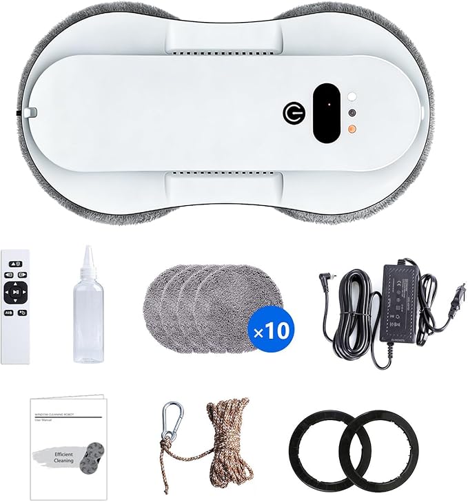 Window Cleaning Robot Tuya APP Control 5600Pa Strong Suction Automatic Glass Cleaner with 3 Cleaning Modes 6.2cm Ultra-Thin Window Cleaner Robot for High-Rise Homes/Offices