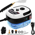Steam Cleaner 2500W High Handheld Steam Cleaner 1L Portable Car Steam Cleaner 6 High Speeds Pressure Temperature Steam Cleaning Machine with 3 Brush Heads for Kitchen Home Car Cleaning（White）