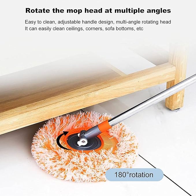 360° Rotatable Adjustable Cleaning Mop - 2022 New Extendable Wall Cleaning Mop Long Handle Microfiber Spin Mop Easy Cleaning Spin Mop Head Replacement Ceiling Window (with 4 Mop Heads)