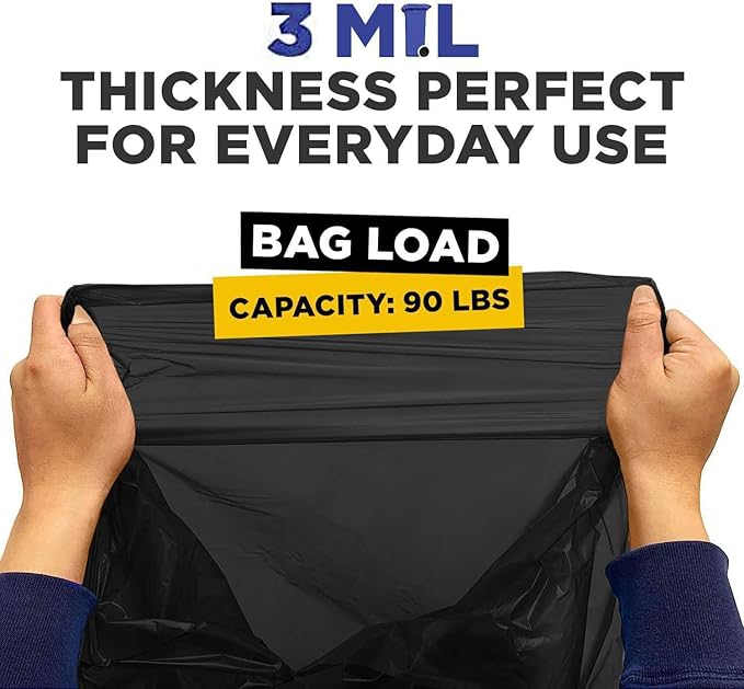 (100 Pack) Plexon 55-60 Gallon Clear Trash Bags - 32-55 gal 38 x 58 3 Mil Heavy Duty - Contractor Garbage Bags Rollout Round Square Trash Cans