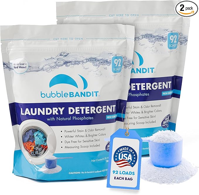 Laundry Detergent Powder with Phosphate - For All Machines Fresh Clean Scent - Mess-Free - With Scoop - Safe for All Fabrics Greywater &amp Septic… (46 Ounce Pack of 2)