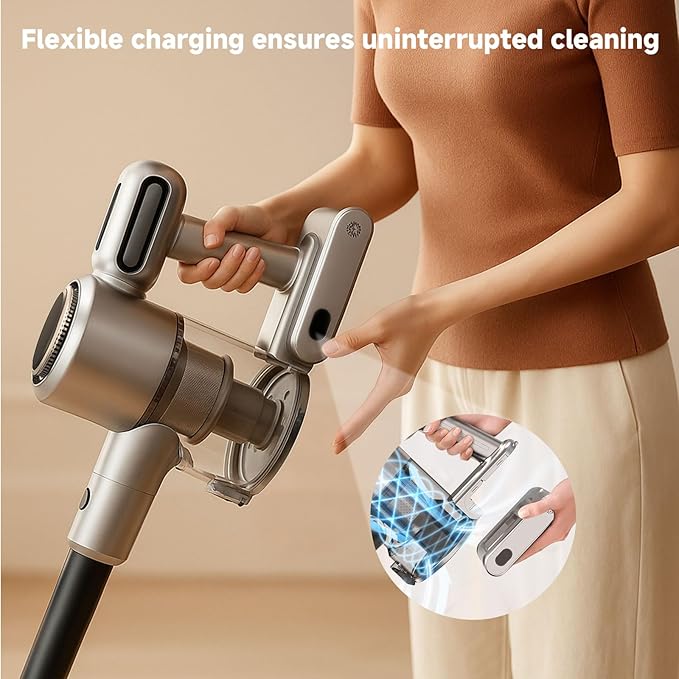 Cordless Stick Vacuum Cleaner - Rechargeable45Kpa Powerful Suction Vacuum for Home45Mins RuntimeDetachable BatteryAnti-Tangle 8 in 1 Lightweight Vacuum for Pet Hair Carpet HardwoodSilver