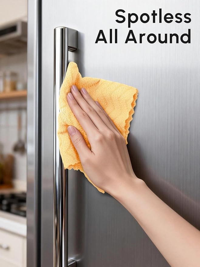 Microfiber Cleaning Cloths Roll 75 Pack Tear Away Microfiber Towels Roll 12 x 12 Lint Free Rags Reusable Cleaning Cloths Washable Scratch FreeUltra Absorbent Dish Rags(Orange Ripple)