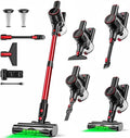 Cordless Vacuum Cleaner 45KPA 8-in-1 Vacuum Cleaners for Home 45Mins Runtime Anti-Tangle Stick Vacuum with LED Display Rechargeable Lightweight Vacuum for Pet Hair/Carpet/Floor (Red)