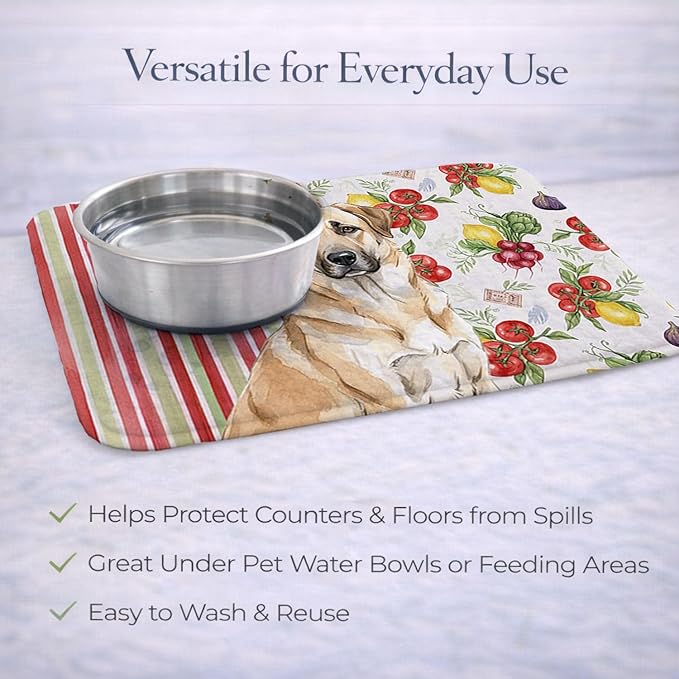 Caroline's Treasures Anatolian Shepherd Dog Vegetables Dish Drying Mat Absorbent Dish Drying Mat Pad for Kitchen Counter Dish Drainer Mat for Countertop 14 x 21 Multicolor