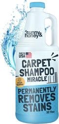 Sunny &amp Honey Carpet Cleaner Solution - Rug Shampoo &amp Upholstery Cleaning Solution - Pet Surface Odor Eliminator &amp Pet Stain Remover (32 fl oz Fresh Summer Scent)