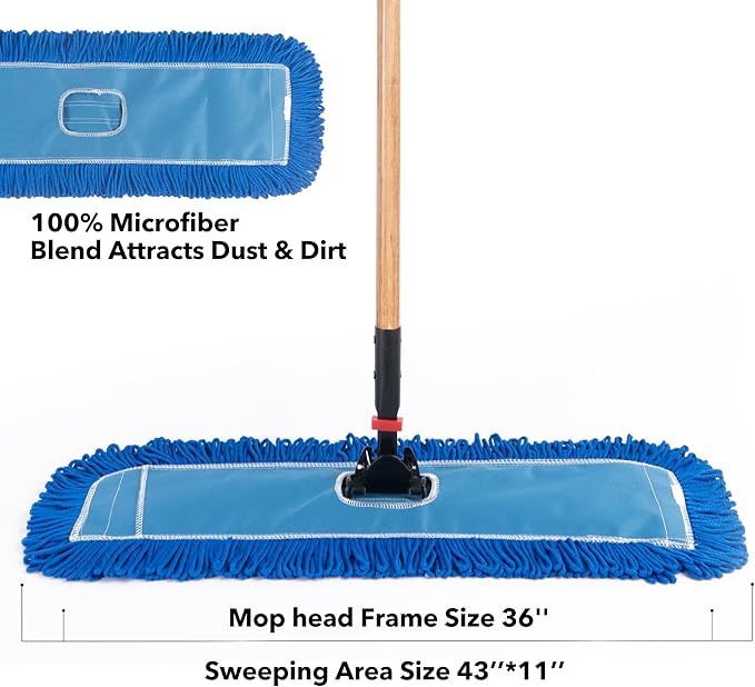 Matthew 36'' Microfiber Loop Dust Mop Washable Commercial&ampResidential Heavy Duty Mop Head Replacement Premium Absorbent Industrial Dust Mop Refill Pads for Hardwood OfficeGarage and Hotel -6Pack