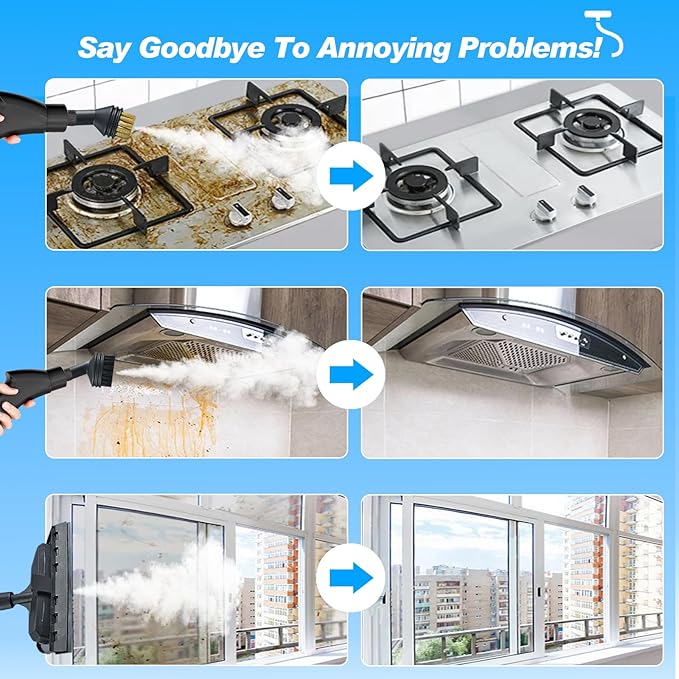 2500W Handheld Steam CleanerPortable Car Steamer For Auto DetailingHigh-Temperature and Pressure Steam Cleaner For Home Steam Cleaning Machine for FurnitureKitchenGroutFloorTile (Blue)