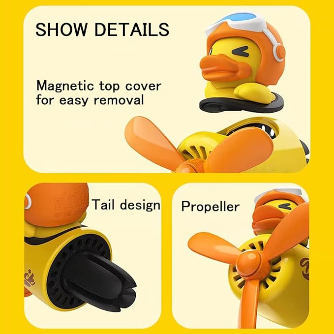 2 Pieces Car Air Fresheners Cute Bear Pilot Car Diffuser Propeller Air Outlet Vent Fresheners Suitable for Automotive Interior Decoration (Bear+Duck)