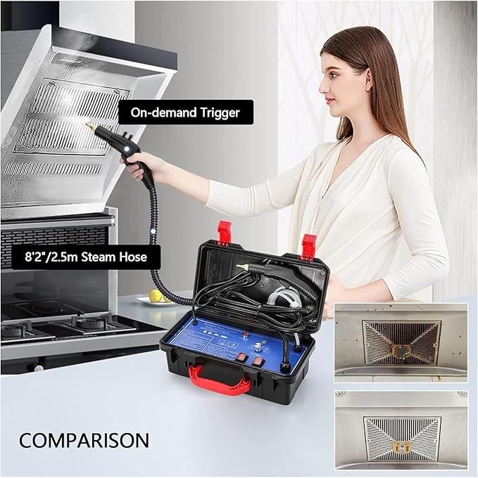 Handheld Steam Cleaner Electric High Pressure Steam Clean Mobile Cleaning Machine Power Steamer High Temperature Portable Multifunction Steam Cleaner 46x30.6x25.5cm (110V-1800W)