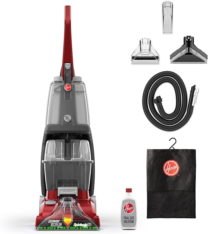 Hoover PowerScrub Deluxe Carpet Cleaner Machine for Carpet and Upholstery Deep Cleaning Carpet Shampooer Machine with Multi-Purpose Tools Pair with Hoover Carpet Cleaner Solution