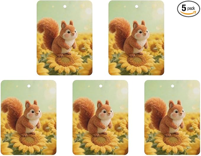 5PCS Car Air Freshener Hanging Personalized Double Sided Sunflower Squirrel Car Fresheners Long Lasting New Cars Scents Cute Automotive Freshies for Closets Drawers (tea)