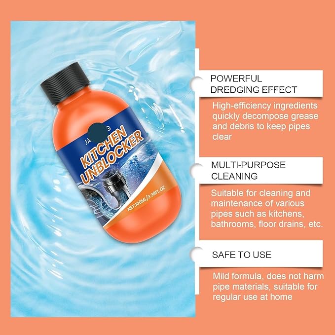Powerful Pipe Drain Cleaner for Kitchen &amp Toilet - Grease Remover for Sinks Drains &amp Sewers - Long - Lasting Clog Prevention &amp Quick Unclogging Solution(1PCS)